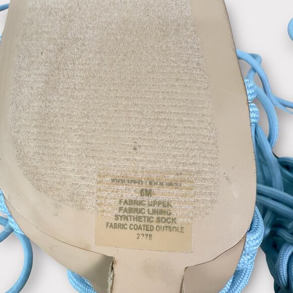 Steve Madden Lace Up Wedge Espadrille Sandal Womens Size 6 Light Blue 4‎ In Heel - Picture 6 of 6